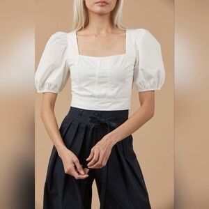 NWT SOPHIE RUE The Danielle Poplin Top in White SIZE SMALL